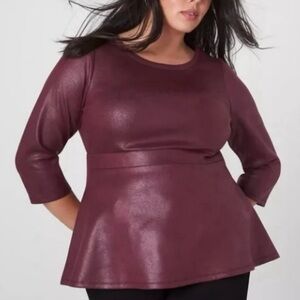 Lane Bryant Deep Burgundy Peplum Blouse